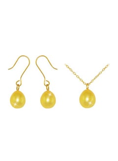 Buy 3-Piece 10 Karat Gold Pearl Jewellery Set in UAE