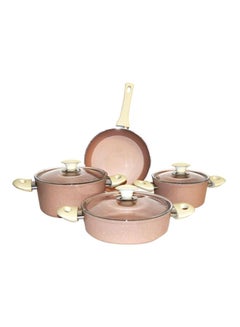 Buy 7-Piece Almunium Cookware Set Beige/White Deep Pot 1x20, Deep Pot 1x24, Flat Pot 1x26, Frying Pan 1x26cm in Saudi Arabia