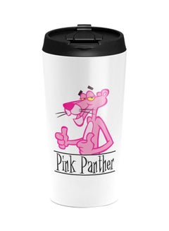 Buy Panther Logo Printed Stainless Steel Tumbler With Lid White/Black/Pink 20ounce in UAE