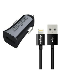 Buy Classic 1A Car Charger, Universal USB 2.0 port, 5W, Compact and Fast Charging Lightning Cable Black in Saudi Arabia