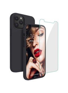 Buy Silicone Shockproof Phone Case With Tempered Screen Protector For iPhone 12 Pro Max black in UAE