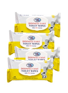 Buy Pack Of 4 Disinfectant Toilet Wipes 48's Yellow in UAE