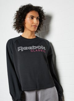 Buy Classics Logo Detail Sweatshirt Black/White/Pink in UAE