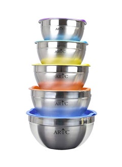 Buy 5-Piece Stainless Steel Serving Storage Bowls Set Silver 1x18,1x20,1x22,1x24,1x26cm in UAE