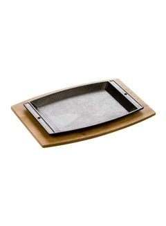 Buy 2-Piece Chef Tray Set Black/Beige Platter 11.5x7.75, Underliner 13.5x10inch in UAE