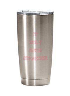 Buy Stainless Steel Travel Tumbler With Acrylic Lid Silver/Pink 20ounce in UAE