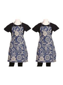 Buy Cotton Home Use Apron Free Size Multicolor Free Centimeter Blue/Beige 73x54x1cm in Egypt