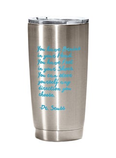 Buy Stainless Steel Travel Tumbler With Acrylic Lid Silver/Blue 20ounce in UAE