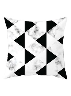 Buy Marble Printed Cushion Cover White/Black/Grey 45x45cm in Saudi Arabia