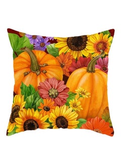 Buy Pumpkins Printed Cushion Cover Orange/Yellow/Green 45x45cm in Saudi Arabia