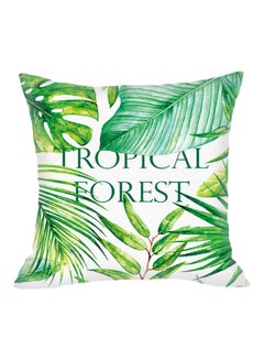 Buy Tropical Forest Printed Decorative Pillow Green/White 45x45cm in Saudi Arabia