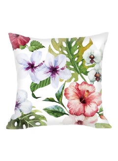 Buy Floral Printed Decorative Pillow Green/Pink/White 45x45cm in UAE