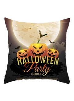 Buy Halloween Printed Cushion Cover Orange/Grey/Yellow 45x45cm in Saudi Arabia