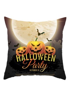 Buy Halloween Printed Cushion Cover Orange/Grey/Yellow 45x45cm in UAE