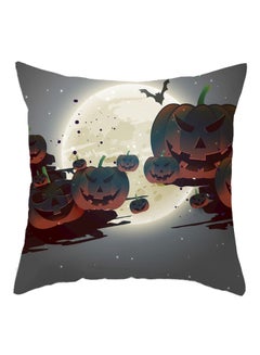 Buy Halloween Printed Cushion Cover Grey/Brown/Beige 45x45cm in UAE