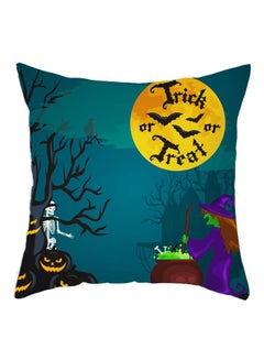 Buy Halloween Themed Cushion Cover Blue/Yellow/Black 45x45cm in Saudi Arabia