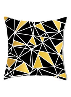Buy Geometric Pattern Cushion Cover Black/Yellow/White in UAE