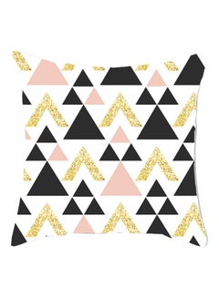 Buy Geometric Pattern Cushion Cover White/Black/Pink 45x45cm in Saudi Arabia