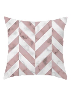 Buy Geometric Pattern Cushion Cover White/Pink/Grey 45x45cm in UAE