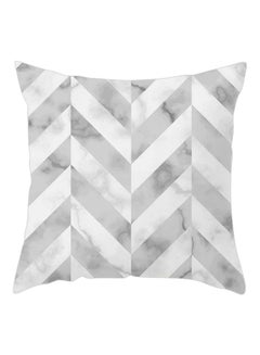 Buy Geometric Pattern Cushion Cover Grey/White in Saudi Arabia