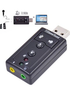 Buy External USB Virtual 7.1 Channel Sound Card Audio Adapter Black in UAE