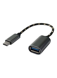 Buy Braided Type-C Male to USB Female OTG Adapter Converter for Phone Tablet PC Black in Saudi Arabia