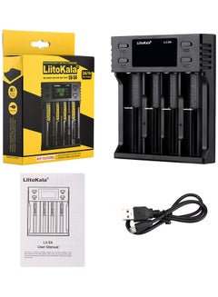 Buy 4 Slot Auto-polarity Detector LII-S4 Battery Charger For 26650/21700/18350 AA AAA Lithium NiMH Batteries Black in Saudi Arabia