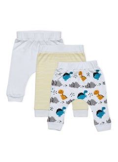 Buy Baby Boys 3-Piece Cotton Diaper Pants Set White/Yellow/Blue in Saudi Arabia