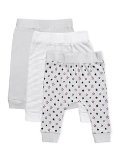 Buy Baby Boys 3-Piece Cotton Diaper Pants Set White/Grey/Navy in Saudi Arabia