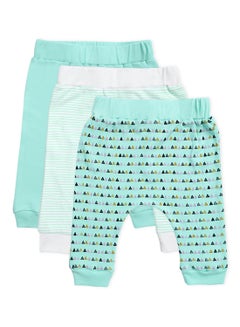 Buy Baby Boys 3-Piece Cotton Diaper Pants Set Green/White in UAE