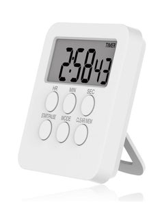 Buy Digital Timer Clock Magnetic Cooking Countdown Alarm 24 Hours with LCD Screen Mute Mode White 8.4cm in Saudi Arabia