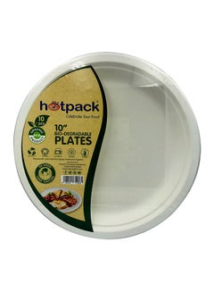 Buy 10-Pieces Bio Degradable Pulp Plate White 10x10inch in UAE