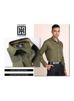 Buy Classic Cutaway Collared Formal Shirt Green in Saudi Arabia