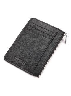 Buy Zipper Detail Leather Wallet Black in Saudi Arabia