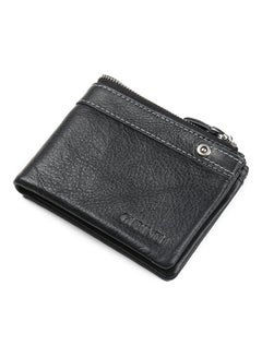 Buy Zipper Detail Leather Wallet Black in Saudi Arabia