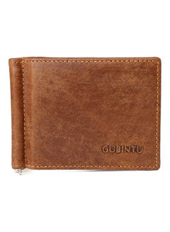 Buy Zipper Detail Leather Wallet Brown in Saudi Arabia