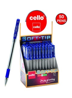 Buy 50-Piece Ball Pen Soft-Tip  Set Blue in UAE