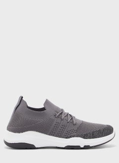 Buy Casual Knit Sneakers White/Black/Grey in UAE