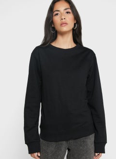 Buy Essential Crew Neck Sweatshirt Black in UAE