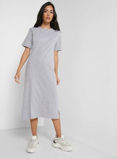 Buy T-Shirt Midi Dress Grey in UAE