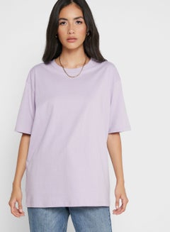 Buy Oversized Solid  T-Shirt Purple in UAE