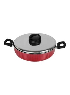 Buy Frypan With Lid Red/Silver/Black 24cm in Saudi Arabia