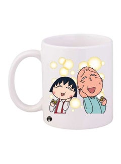 اشتري مج قهوة مزين بطبعة من سلسلة الأنمي "Chibi Maruko" أبيض/أزرق/أسود في الامارات