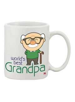 Buy World's Best Grandpa Printed Mug White/Beige/Green in UAE