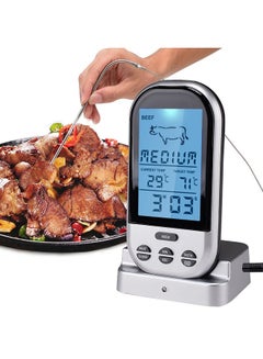 Buy Wireless Digital Meat Thermometer Grey/Black 19 x 4.2 x 9.5cm in UAE