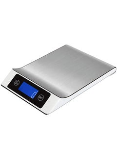 Buy Touch Button Digital Kitchen Scale With LCD Blue Backlit White/Silver 245x168x28mm in Saudi Arabia