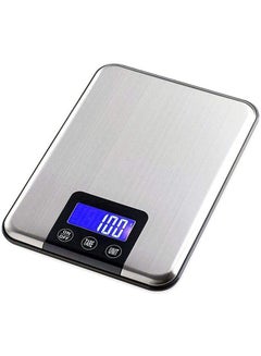 Buy Digital Kitchen Scale With LCD Backlit 15kg Silver 225x165x77mm in Saudi Arabia