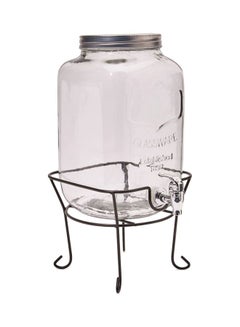 Buy Beverage Dispenser With Stand Clear/Black 22.5x22.5x46cm in UAE