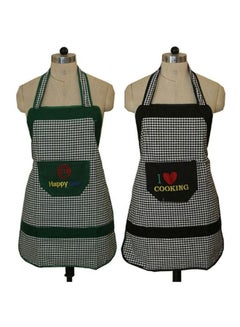 Buy 2-Piece Home Use Apron Set Green/Black/White in Egypt