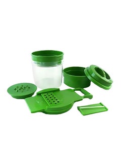 Buy Multifunction Fruit And Vegetable Grater With Interchangeable Blades Green/Clear in UAE